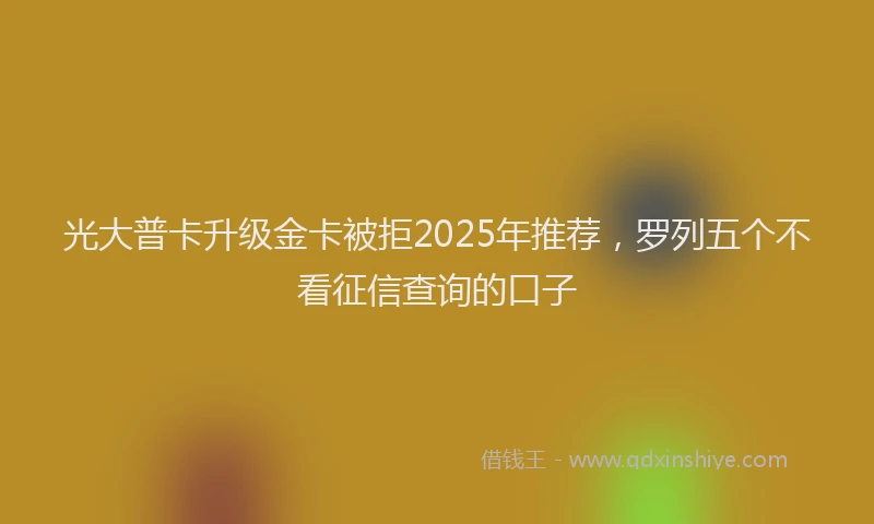 光大普卡升级金卡被拒2025年推荐，罗列五个不看征信查询的口子