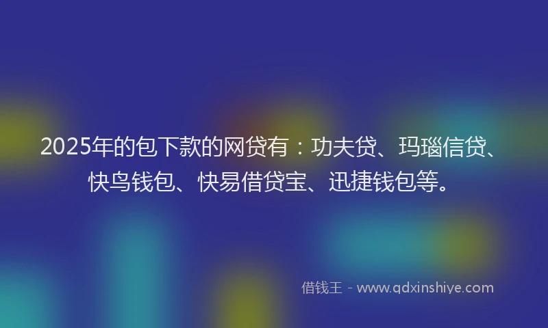 2025年的包下款的网贷有：功夫贷、玛瑙信贷、快鸟钱包、快易借贷宝、迅捷钱包等。