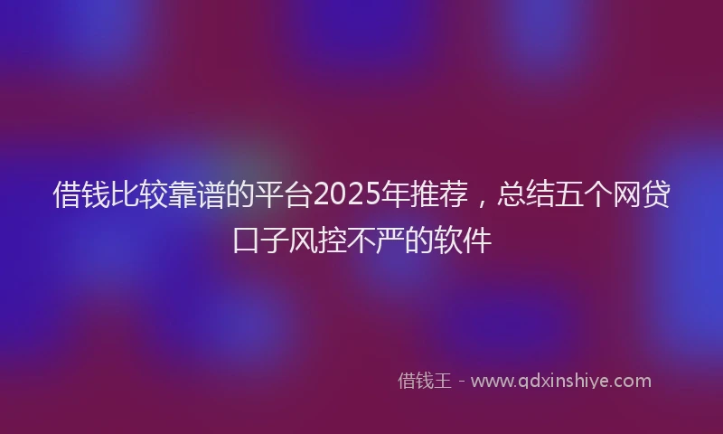 借钱比较靠谱的平台2025年推荐，总结五个网贷口子风控不严的软件