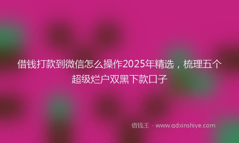借钱打款到微信怎么操作2025年精选，梳理五个超级烂户双黑下款口子