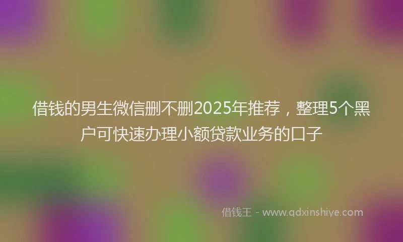 借钱的男生微信删不删2025年推荐，整理5个黑户可快速办理小额贷款业务的口子