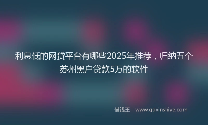 利息低的网贷平台有哪些2025年推荐，归纳五个苏州黑户贷款5万的软件
