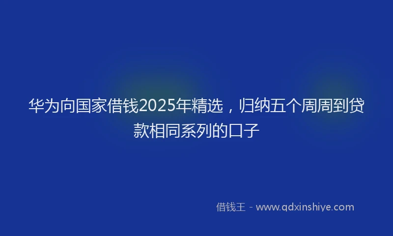 华为向国家借钱2025年精选，归纳五个周周到贷款相同系列的口子