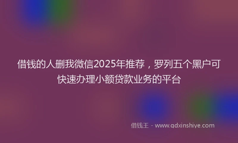借钱的人删我微信2025年推荐，罗列五个黑户可快速办理小额贷款业务的平台