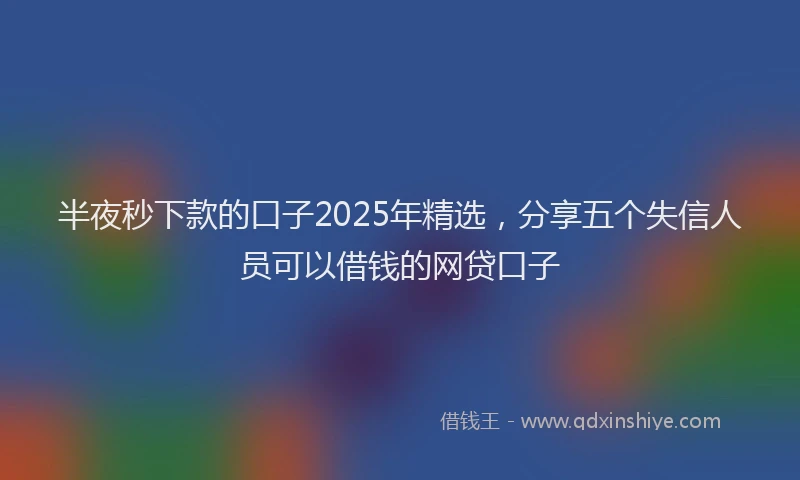 半夜秒下款的口子2025年精选，分享五个失信人员可以借钱的网贷口子