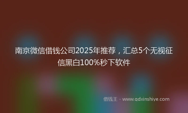 南京微信借钱公司2025年推荐，汇总5个无视征信黑白100%秒下软件
