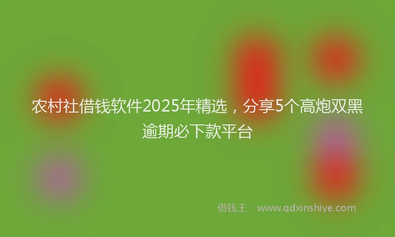 农村社借钱软件2025年精选，分享5个高炮双黑逾期必下款平台