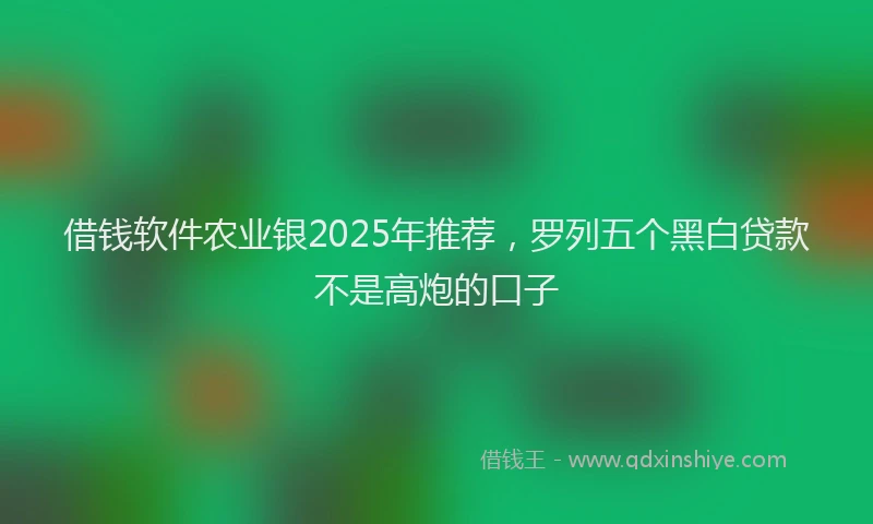 借钱软件农业银2025年推荐，罗列五个黑白贷款不是高炮的口子
