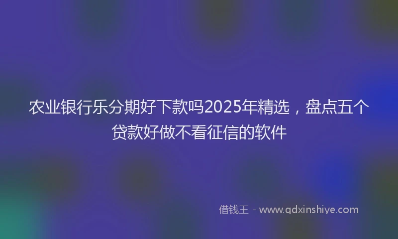 农业银行乐分期好下款吗2025年精选，盘点五个贷款好做不看征信的软件