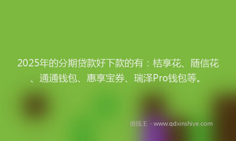 2025年的分期贷款好下款的有：桔享花、随信花、通通钱包、惠享宝券、瑞泽Pro钱包等。