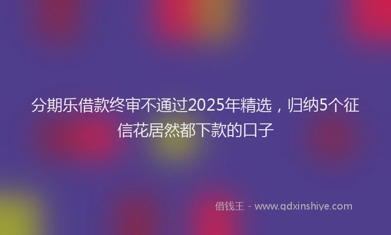 分期乐借款终审不通过2025年精选，归纳5个征信花居然都下款的口子