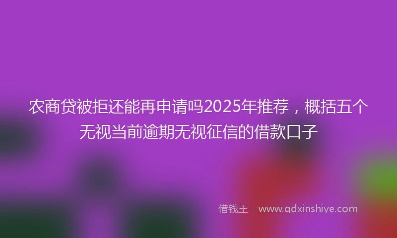农商贷被拒还能再申请吗2025年推荐，概括五个无视当前逾期无视征信的借款口子