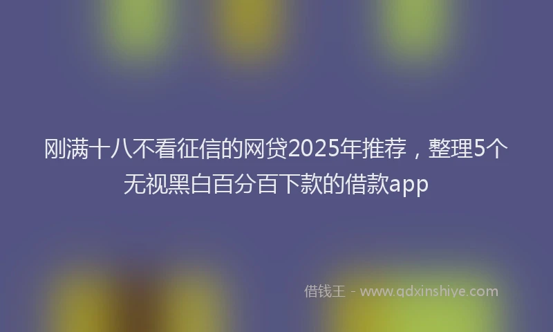 刚满十八不看征信的网贷2025年推荐，整理5个无视黑白百分百下款的借款app