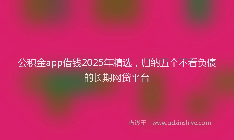 公积金app借钱2025年精选，归纳五个不看负债的长期网贷平台