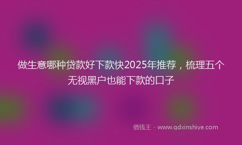 做生意哪种贷款好下款快2025年推荐，梳理五个无视黑户也能下款的口子