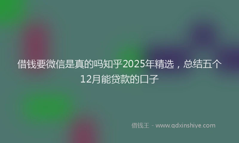 借钱要微信是真的吗知乎2025年精选，总结五个12月能贷款的口子