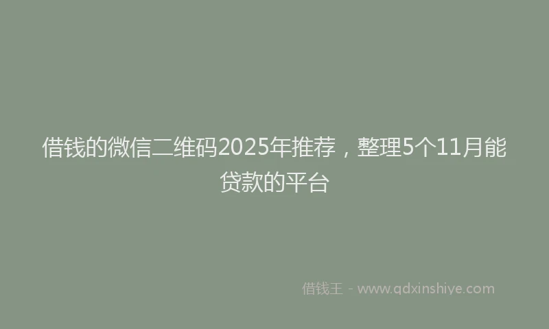 借钱的微信二维码2025年推荐，整理5个11月能贷款的平台