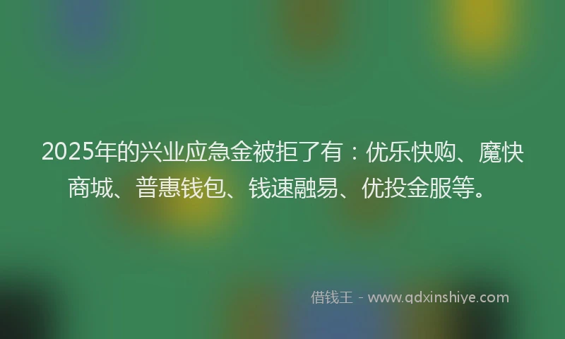 2025年的兴业应急金被拒了有：优乐快购、魔快商城、普惠钱包、钱速融易、优投金服等。