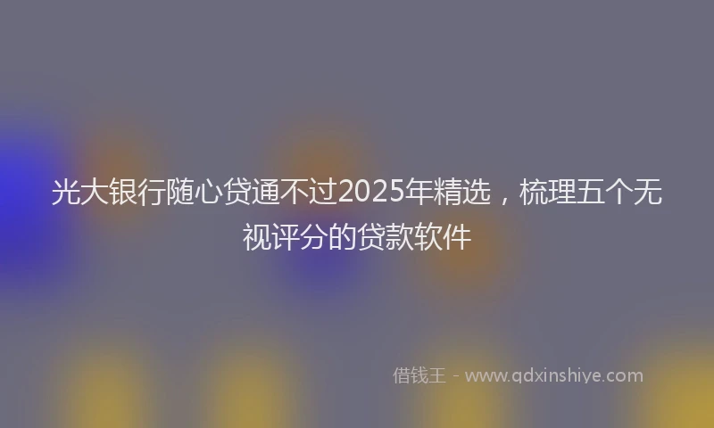 光大银行随心贷通不过2025年精选，梳理五个无视评分的贷款软件