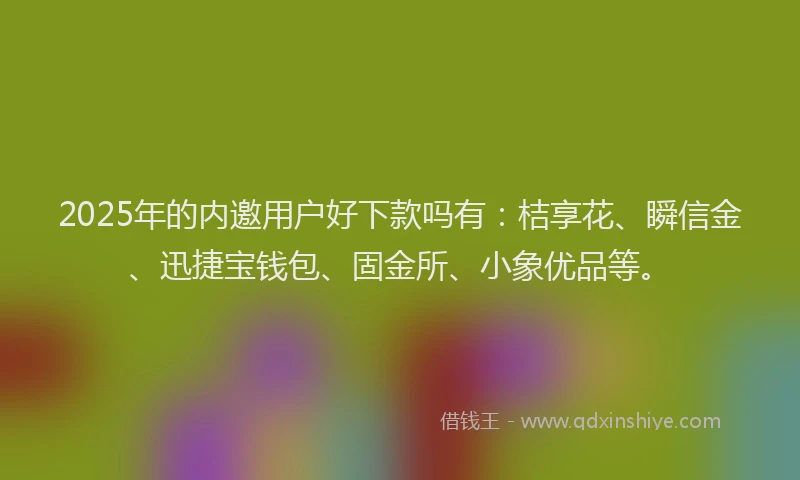 2025年的内邀用户好下款吗有：桔享花、瞬信金、迅捷宝钱包、固金所、小象优品等。