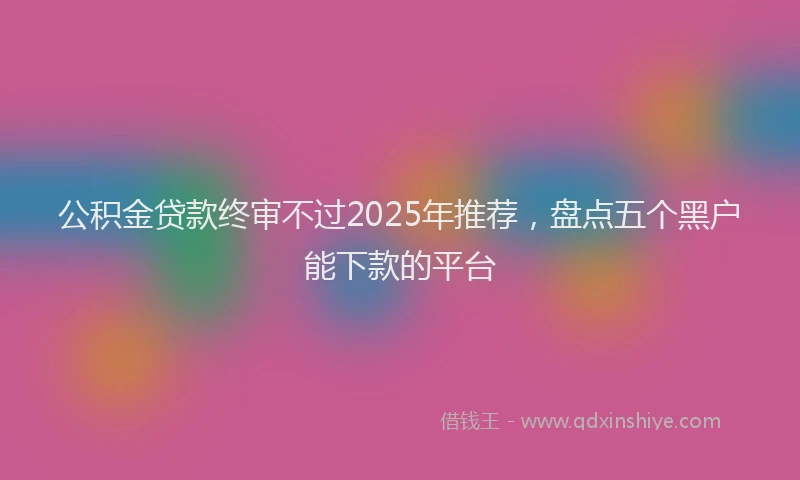 公积金贷款终审不过2025年推荐，盘点五个黑户能下款的平台