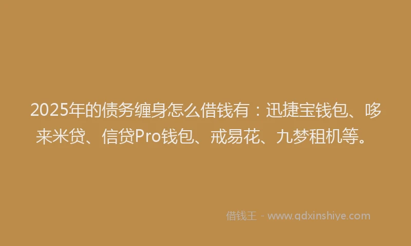 2025年的债务缠身怎么借钱有：迅捷宝钱包、哆来米贷、信贷Pro钱包、戒易花、九梦租机等。