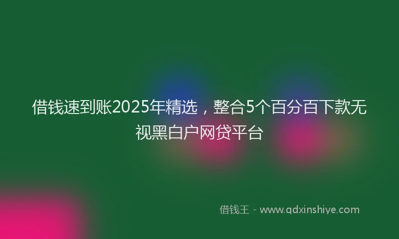 借钱速到账2025年精选，整合5个百分百下款无视黑白户网贷平台