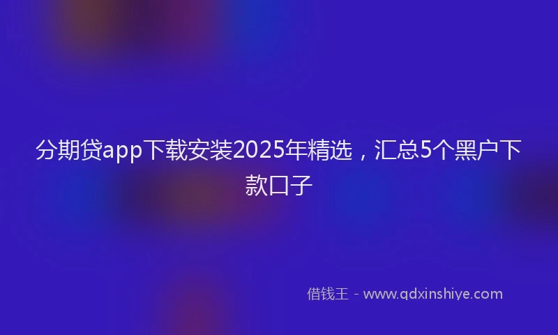 分期贷app下载安装2025年精选，汇总5个黑户下款口子