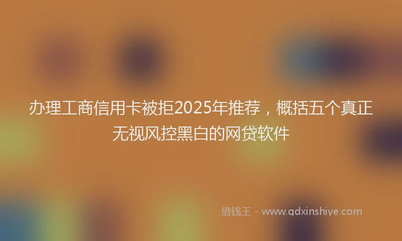 办理工商信用卡被拒2025年推荐，概括五个真正无视风控黑白的网贷软件