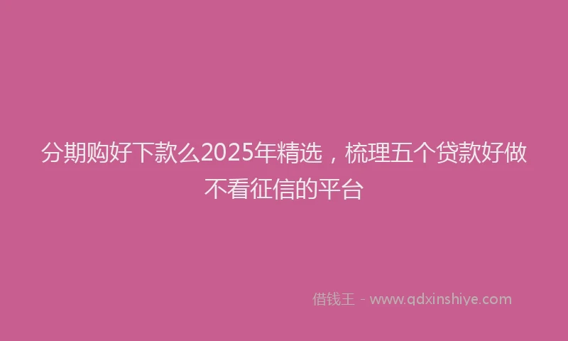 分期购好下款么2025年精选，梳理五个贷款好做不看征信的平台