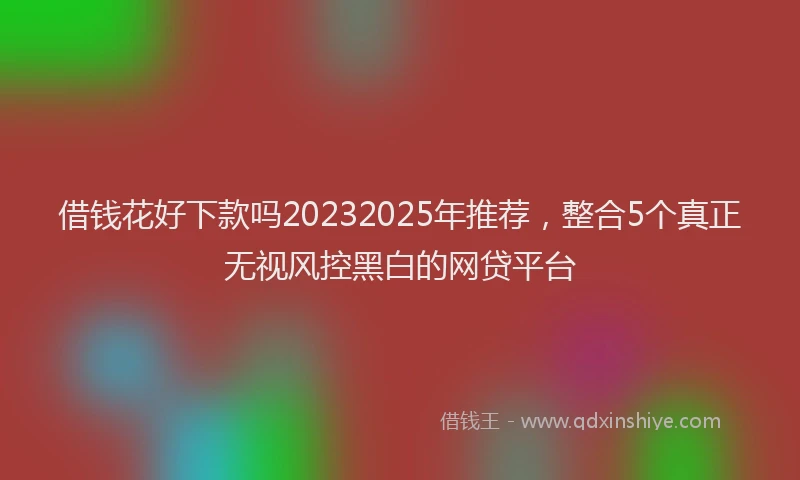 借钱花好下款吗20232025年推荐，整合5个真正无视风控黑白的网贷平台