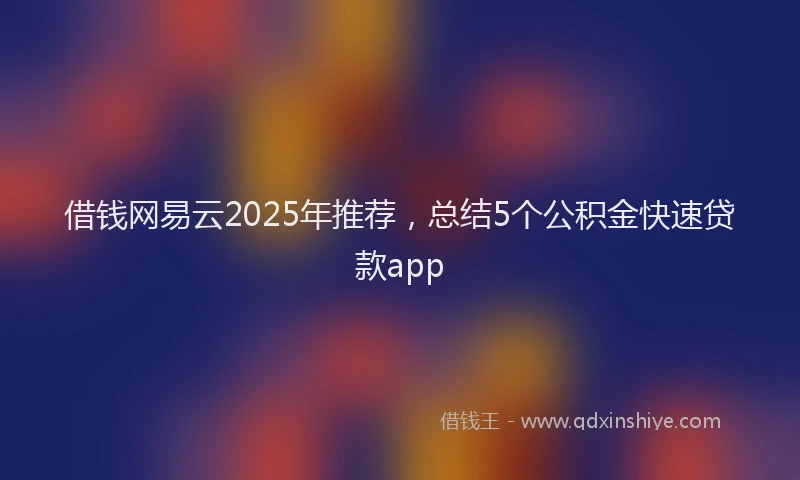 借钱网易云2025年推荐，总结5个公积金快速贷款app
