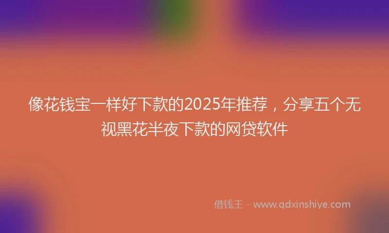像花钱宝一样好下款的2025年推荐，分享五个无视黑花半夜下款的网贷软件