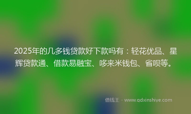 2025年的几多钱贷款好下款吗有：轻花优品、星辉贷款通、借款易融宝、哆来米钱包、省呗等。