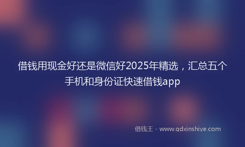 借钱用现金好还是微信好2025年精选，汇总五个手机和身份证快速借钱app