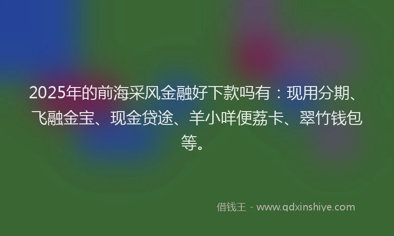 2025年的前海采风金融好下款吗有：现用分期、飞融金宝、现金贷途、羊小咩便荔卡、翠竹钱包等。
