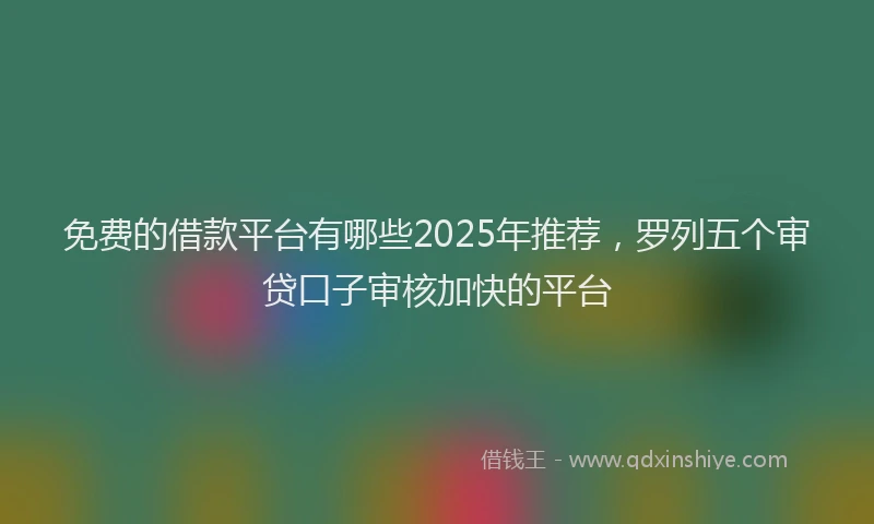 免费的借款平台有哪些2025年推荐，罗列五个审贷口子审核加快的平台