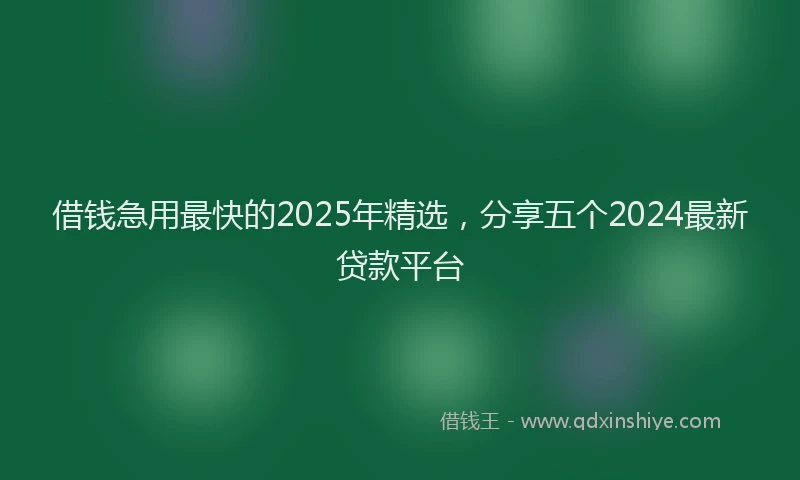 借钱急用最快的2025年精选，分享五个2024最新贷款平台