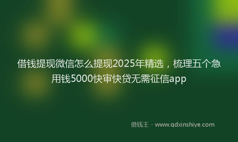 借钱提现微信怎么提现2025年精选，梳理五个急用钱5000快审快贷无需征信app