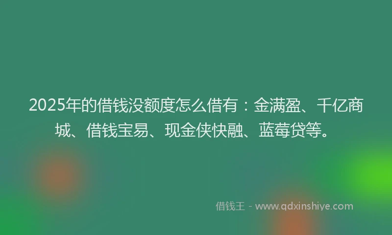 2025年的借钱没额度怎么借有：金满盈、千亿商城、借钱宝易、现金侠快融、蓝莓贷等。