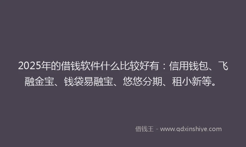 2025年的借钱软件什么比较好有：信用钱包、飞融金宝、钱袋易融宝、悠悠分期、租小新等。