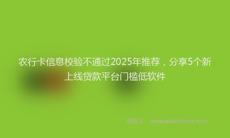 农行卡信息校验不通过2025年推荐，分享5个新上线贷款平台门槛低软件