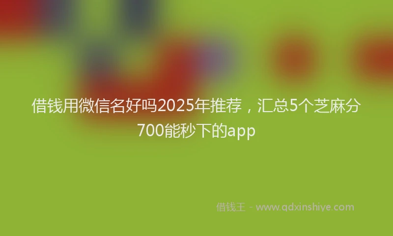 借钱用微信名好吗2025年推荐，汇总5个芝麻分700能秒下的app