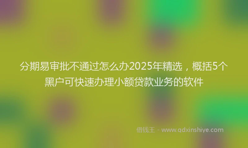 分期易审批不通过怎么办2025年精选，概括5个黑户可快速办理小额贷款业务的软件