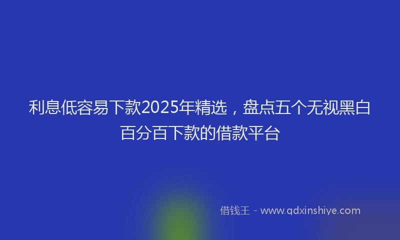 利息低容易下款2025年精选，盘点五个无视黑白百分百下款的借款平台