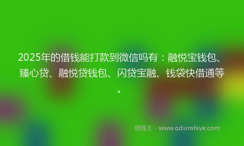 2025年的借钱能打款到微信吗有：融悦宝钱包、臻心贷、融悦贷钱包、闪贷宝融、钱袋快借通等。