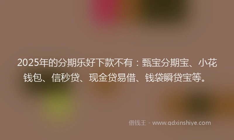 2025年的分期乐好下款不有：甄宝分期宝、小花钱包、信秒贷、现金贷易借、钱袋瞬贷宝等。
