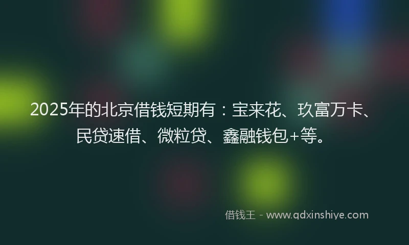 2025年的北京借钱短期有：宝来花、玖富万卡、民贷速借、微粒贷、鑫融钱包+等。