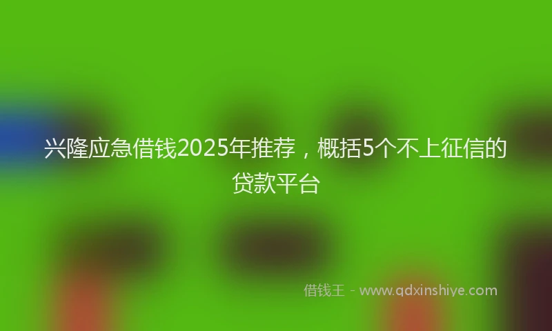 兴隆应急借钱2025年推荐，概括5个不上征信的贷款平台