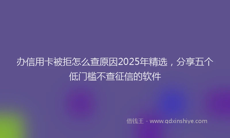 办信用卡被拒怎么查原因2025年精选，分享五个低门槛不查征信的软件